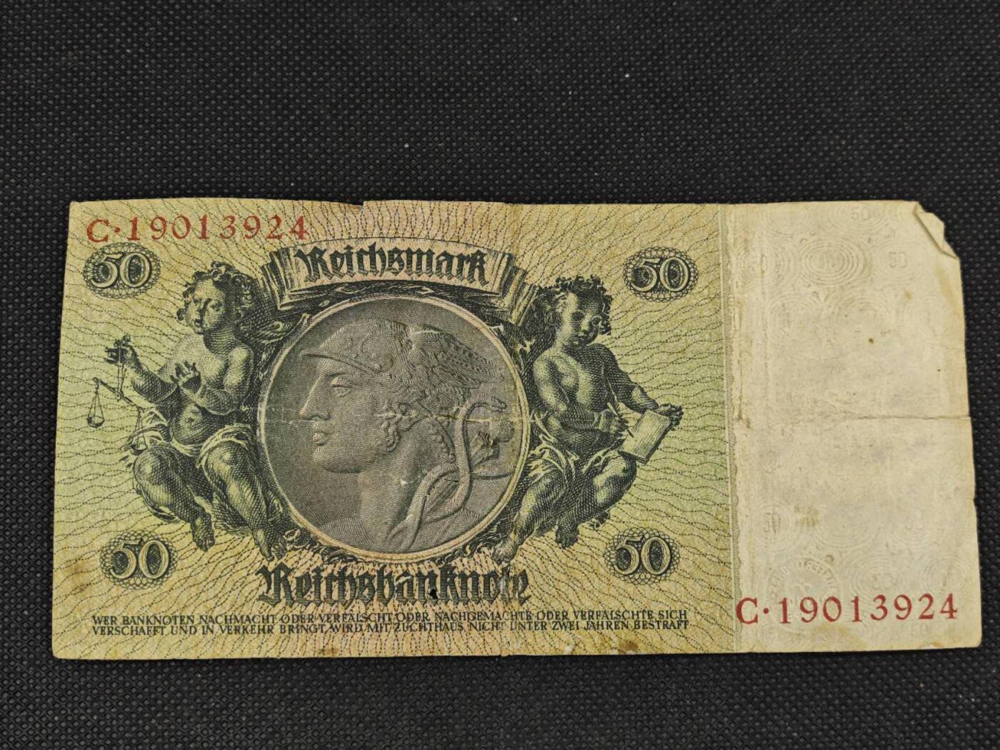 【淘币小摊】实时拍第八百三十一拍   散币场   满百包邮可预留二周 每周一统一发货    德国50马克纸币【有折】