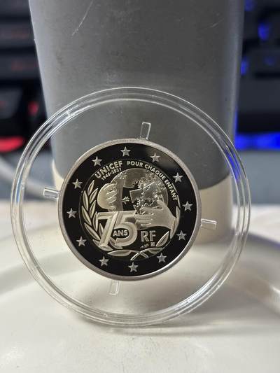 第186期拍卖 - 法国2021年联合国儿童基金会成立75年2欧精制币