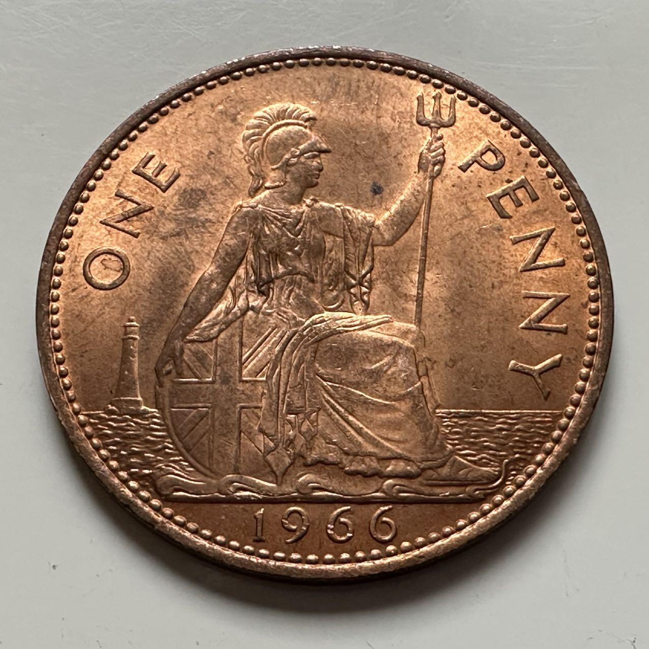 🌹外币初藏🌹🐯2025年第141场  每周二四六晚8️⃣点 接代拍 英国1966年一便士 d