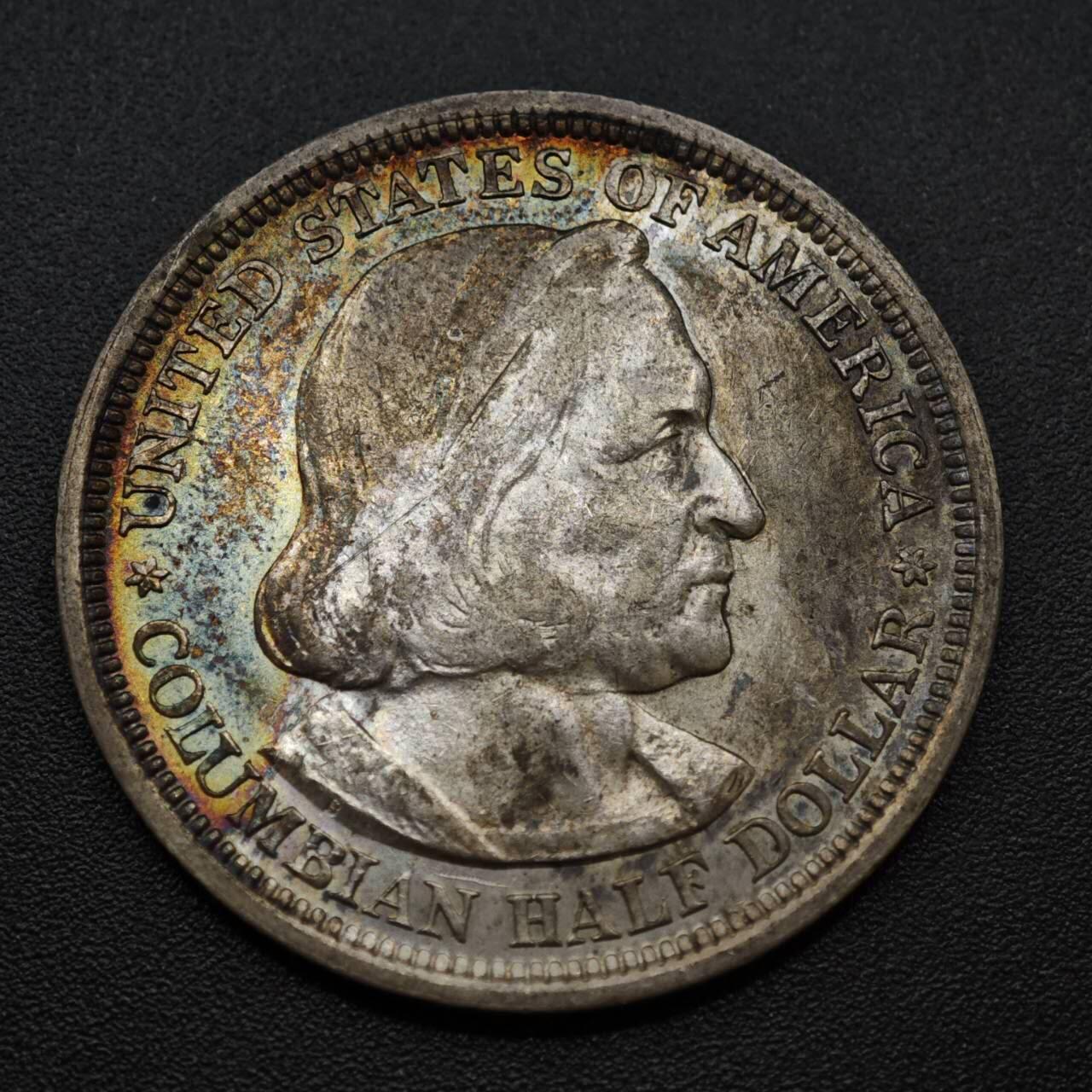 【淘币小摊】实时拍第八百三十拍   银币套币场   满百包邮可预留二周 每周一统一发货   美国1893年哥伦布航海半美元纪念银币