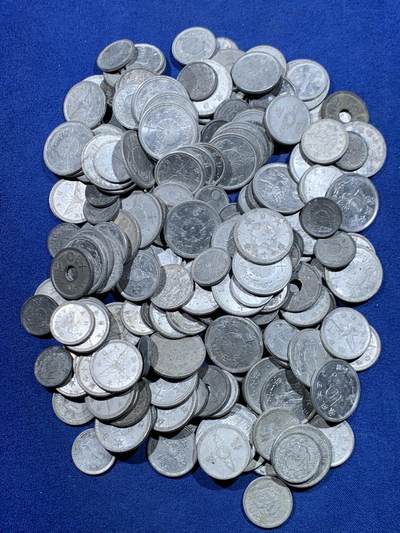 《竞宝斋》第448场 周日，周一，2场连拍 （全场包邮） - 二战时期日本各类铝币锡币 约半斤150~180枚(250克)