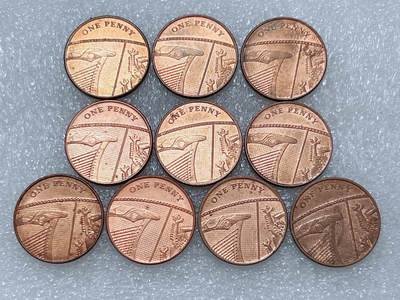 第一海外回流一元起拍收藏 散集专场  第276期 - 英国1便士盾牌硬币 10枚 带光品