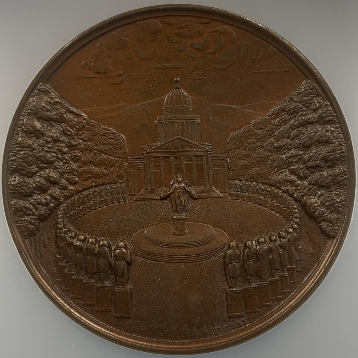 掌中浮雕-藏着的欧洲第046场 NGC MS62 : 1846年法国作家欧仁-苏纪念大铜章 , 51mm