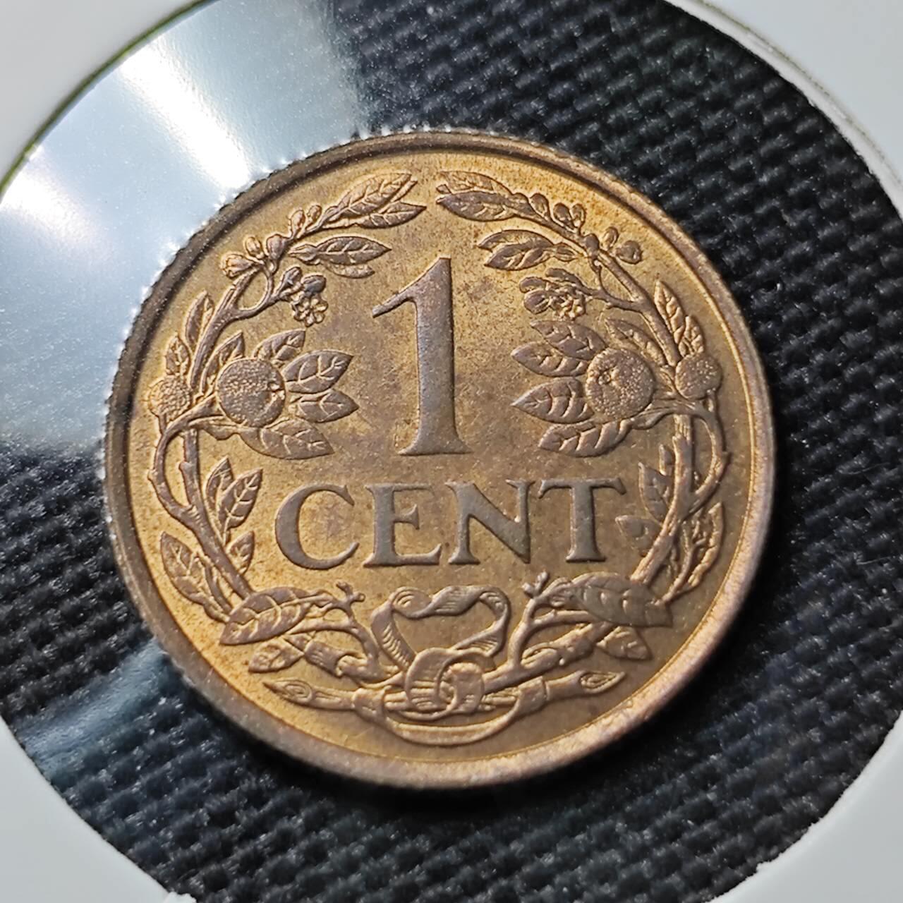 KK钱币收藏小铺 第380期  2月预留时间 周末发货  1963荷属安地列斯1分铜币 好品