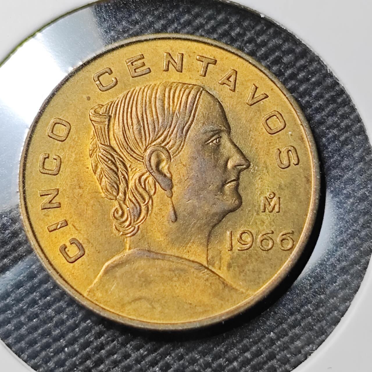 KK钱币收藏小铺 第380期  2月预留时间 周末发货  1966墨西哥女头 大版铜币