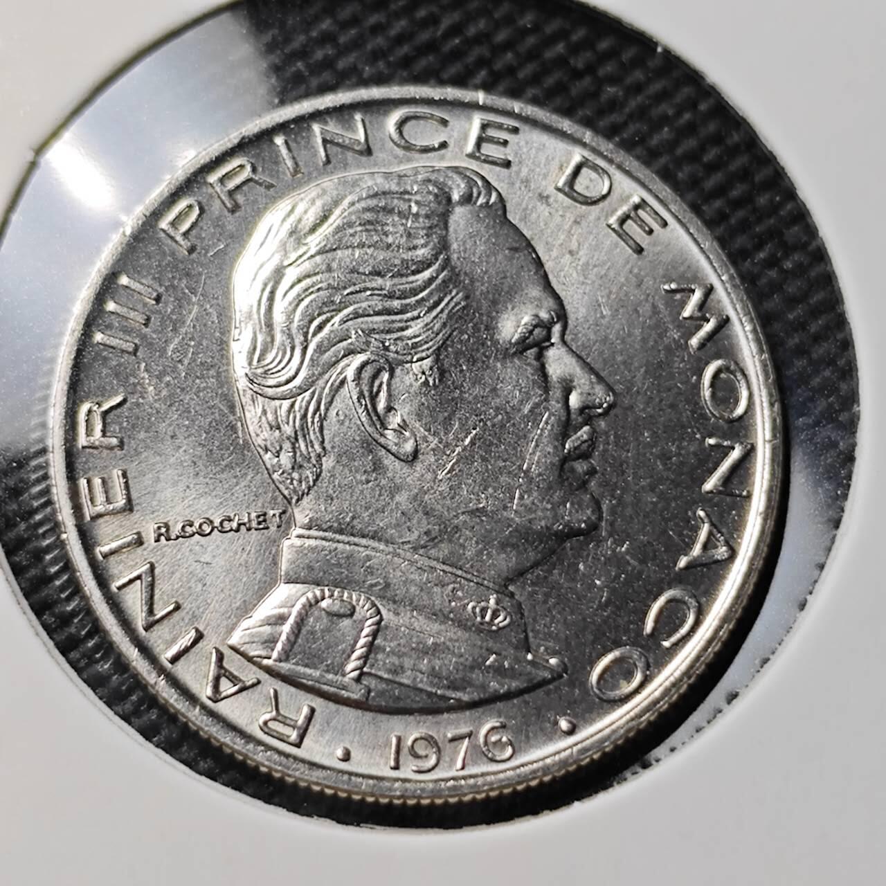 KK钱币收藏小铺 第380期  2月预留时间 周末发货  1976摩纳哥1法郎