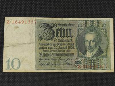 【淘币小摊】实时拍第八百三十一拍   散币场   满百包邮可预留二周 每周一统一发货   -  德国10马克纸币【有折】