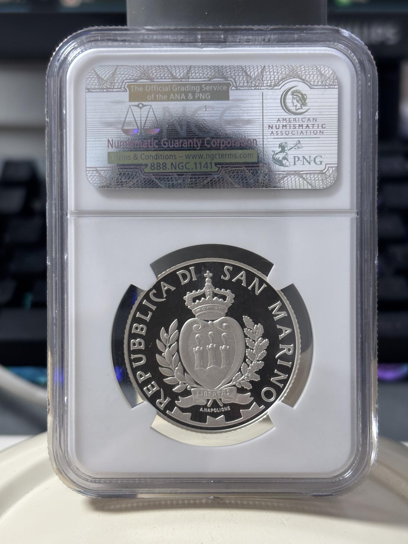 第186期拍卖 圣马力诺2013年美国肯尼迪总统纪念银币NGC-PF69，925银，18克