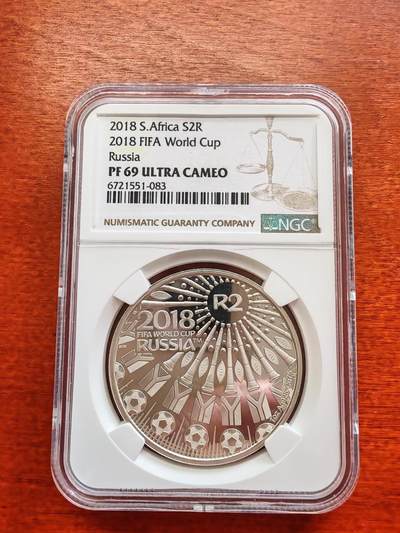 长老汇蛇年精选第八十二场拍卖 -  2018 南非2018俄罗斯世界杯2朗德精制银币，NGC PF69UC，更高10枚