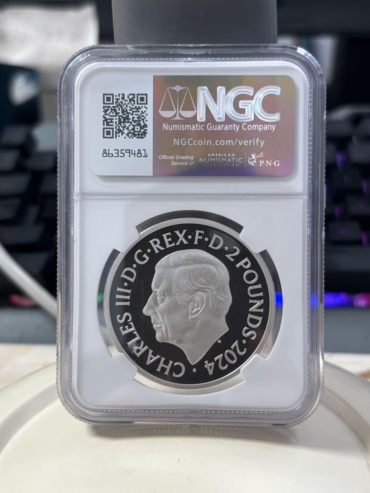 第186期拍卖 英国2024年中国生肖龙年1盎司精制银币无盒无证书，999银