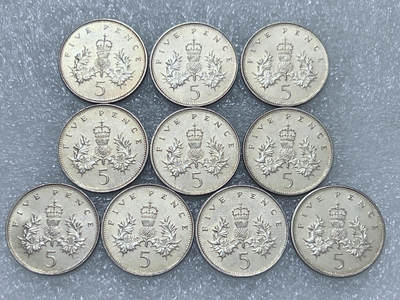 第一海外回流一元起拍收藏 散集专场  第276期 - 英国1989年5便士硬币10枚 大版 原光好品