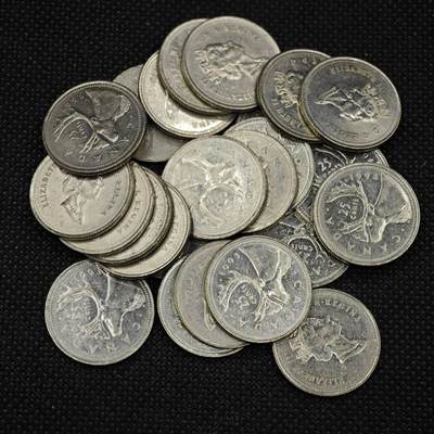 【淘币小摊】实时拍第八百三十一拍   散币场   满百包邮可预留二周 每周一统一发货   -  加拿大25分24枚