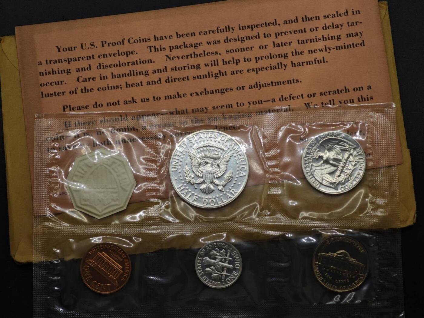 【淘币小摊】实时拍第八百三十拍   银币套币场   满百包邮可预留二周 每周一统一发货   美国1964年肯尼迪精制套币含3枚银币