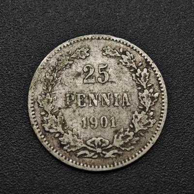 【淘币小摊】实时拍第八百三十拍   银币套币场   满百包邮可预留二周 每周一统一发货   - 芬兰1901年25芬妮银币