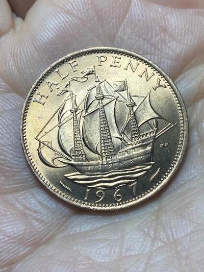 2025年第一百三十七场(总第一百六十三场）外国好品散币场(免佣金) - 原光未流通–英国🇬🇧1967年半便士(伊丽莎白二世青年桂冠第二版，普制币关门年)