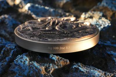 CSIS-GREAT评级精品钱币拍卖第三百三十期 - 喀麦隆2025年北欧海妖克拉肯仿古双面超高浮雕光感变色搪瓷彩色银铜双金属纪念币