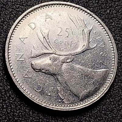 泉币菌-第147场-精品福利场 - 高币值 加拿大1987年1/4加拿大元 伊丽莎白二世 驯鹿 24mm