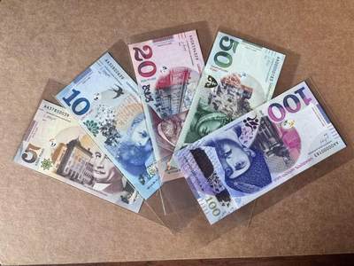 【Blue Auction】世界纸币精拍第763期——18级TOP拍卖/信誉/品质/专业/高效💫 - 【一组5张 AA冠 含183小号】格鲁吉亚5-100拉里 全新UNC