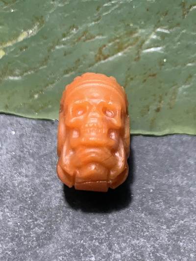 精美川料柿子红南红玛瑙雕刻骷髅酋长扣一个 - 精美川料柿子红南红玛瑙雕刻骷髅酋长扣一个