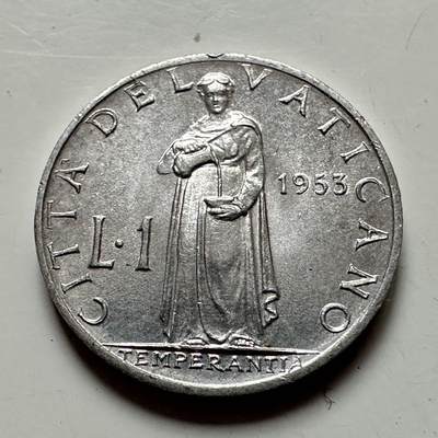 🌹外币初藏🌹🐯2025年第141场  每周二四六晚8️⃣点 接代拍 - 梵蒂冈1953年一里拉