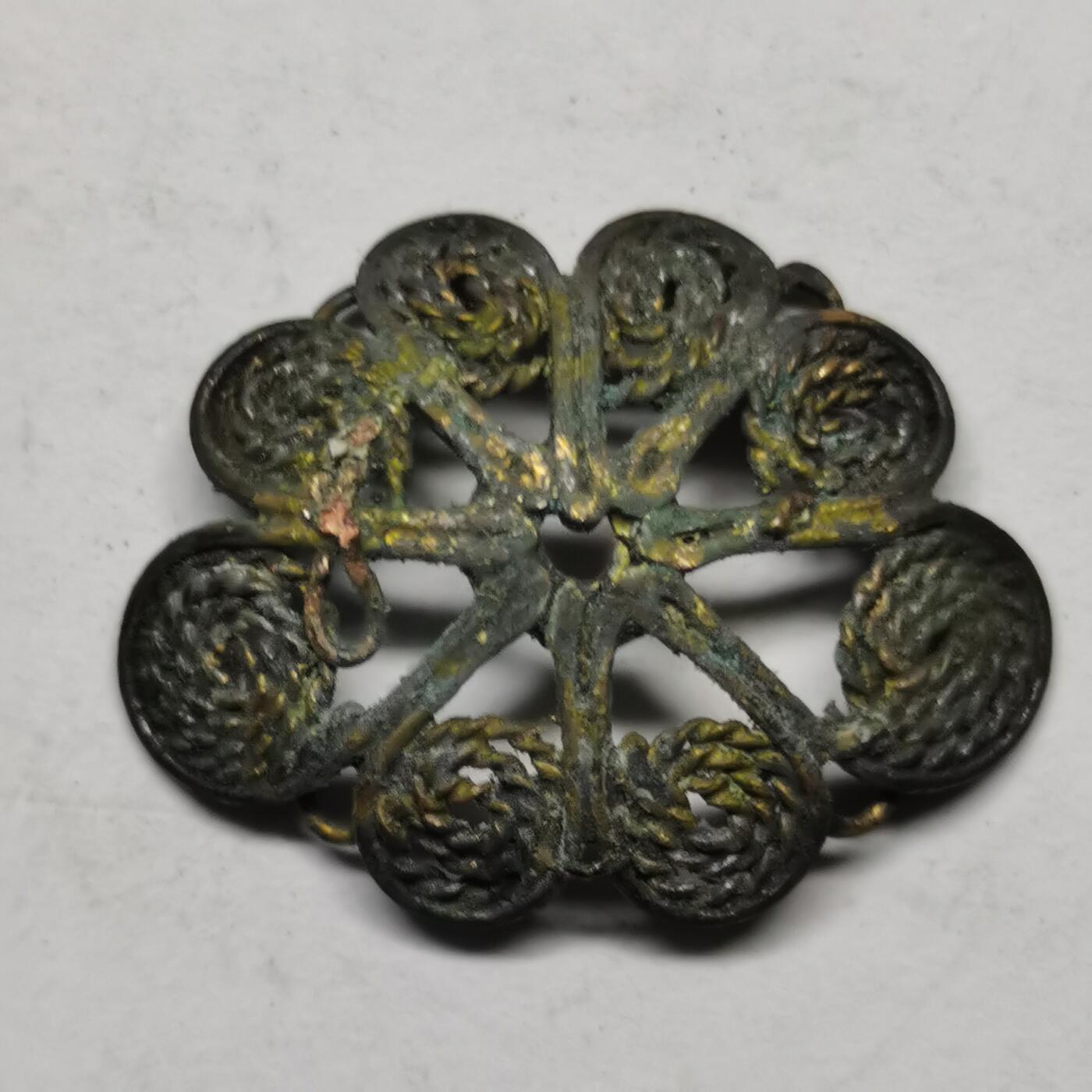 杂件专场89期 清代鎏金掐丝花朵