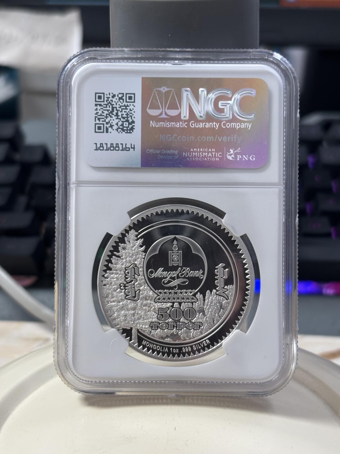 第186期拍卖 蒙古2021年森林精灵系列4豪猪1盎司银币NGC-PF70无盒无证书，999银，发行1500枚，