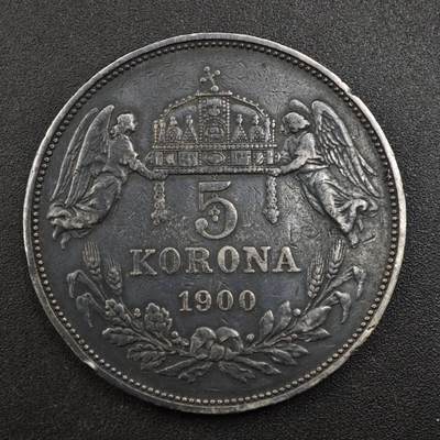 【淘币小摊】实时拍第八百三十拍   银币套币场   满百包邮可预留二周 每周一统一发货   - 匈牙利1900年5克朗双天使银币