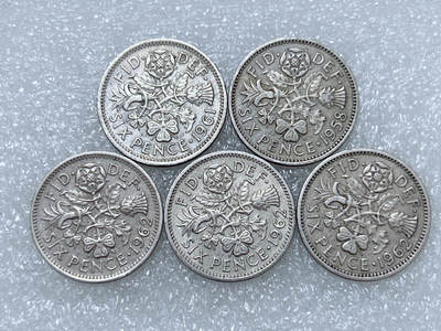 第一海外回流一元起拍收藏 散集专场  第276期 - 英国6便士硬币 5枚