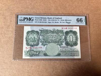 【Blue Auction】世界纸币精拍第763期——18级TOP拍卖/信誉/品质/专业/高效💫 - 英国 A序列 1949-55年1镑 PMG66EPQ 