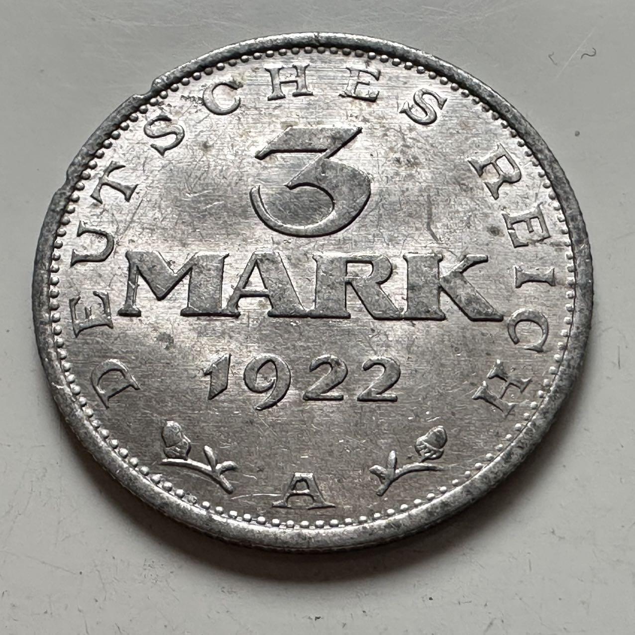 🌹外币初藏🌹🐯2025年第141场  每周二四六晚8️⃣点 接代拍 魏玛共和国1922年三马克