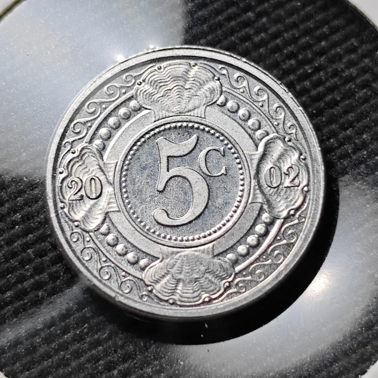 KK钱币收藏小铺 第380期  2月预留时间 周末发货   2002荷属安地列斯5分