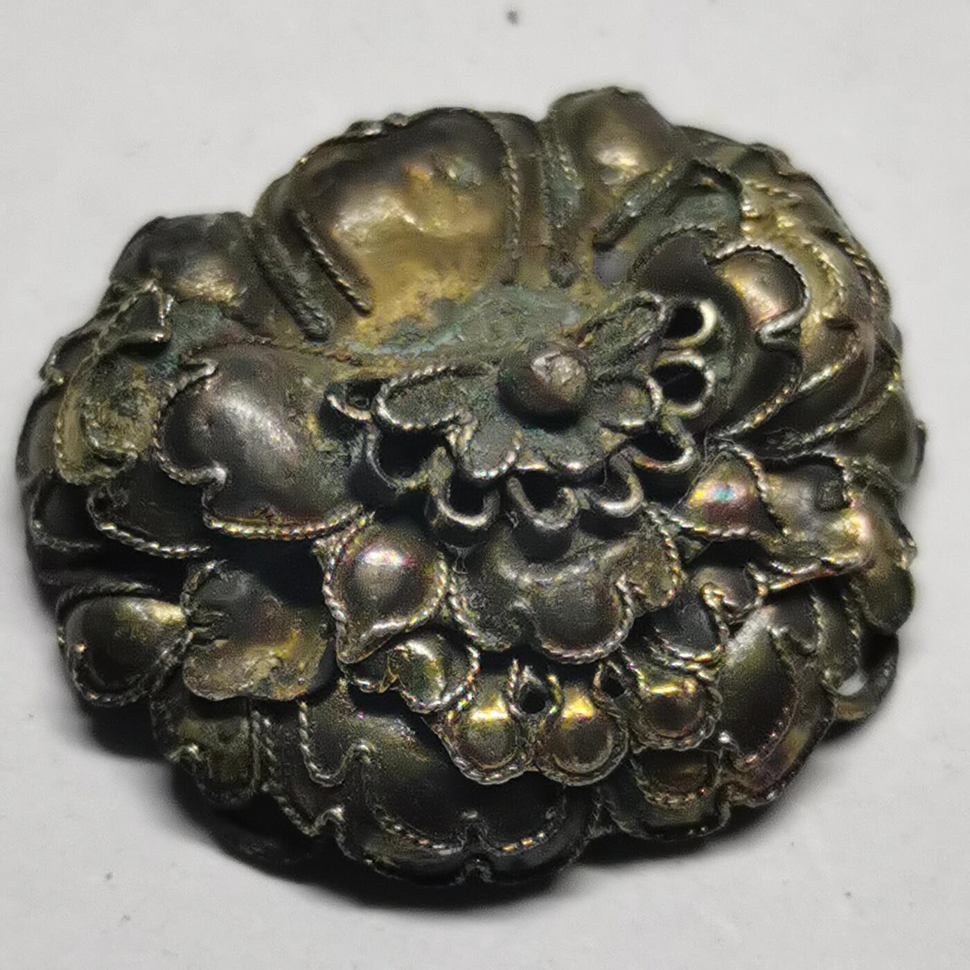 杂件专场89期 清代老银鎏金精美花朵