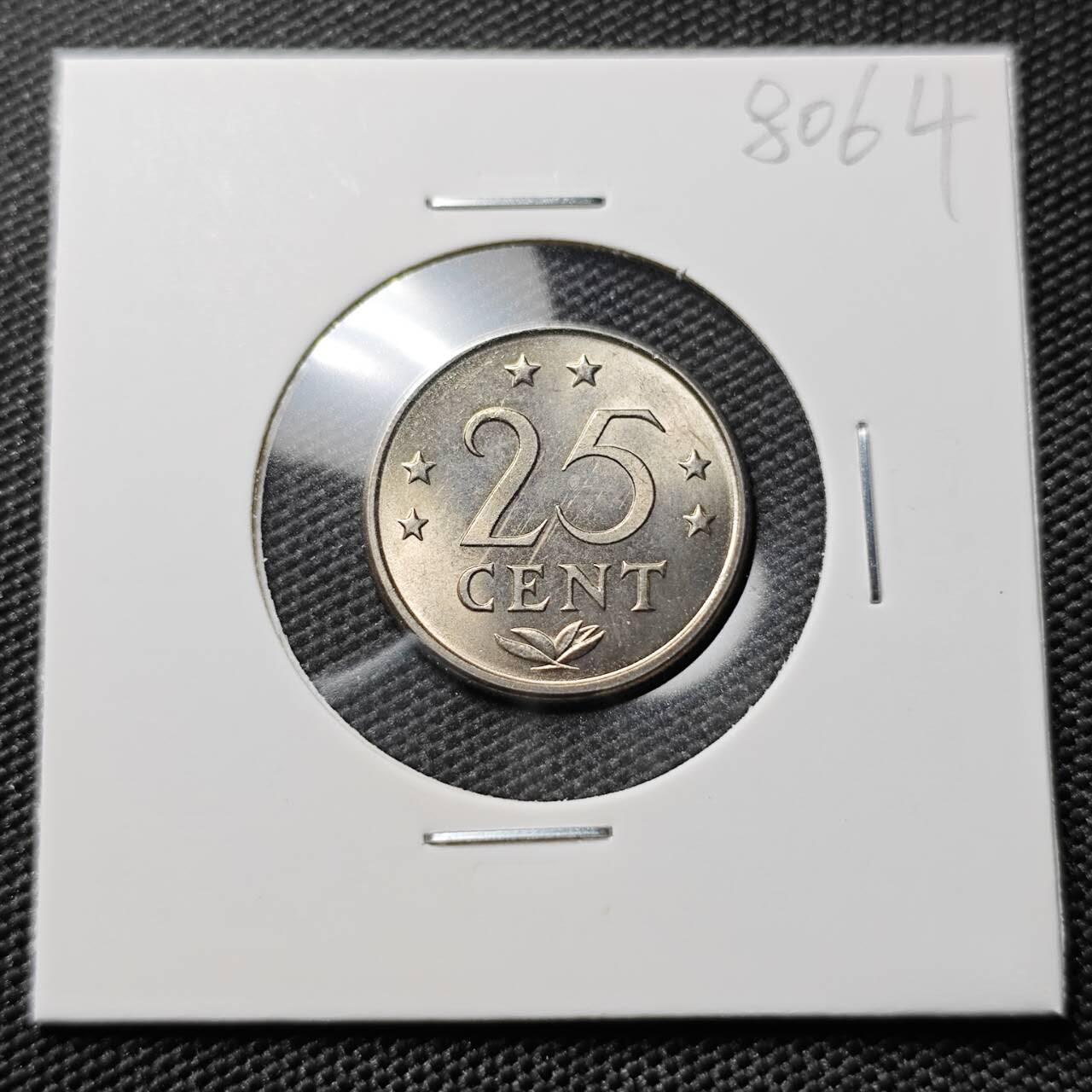 KK钱币收藏小铺 第380期  2月预留时间 周末发货  1984荷属安地列斯25分 好品