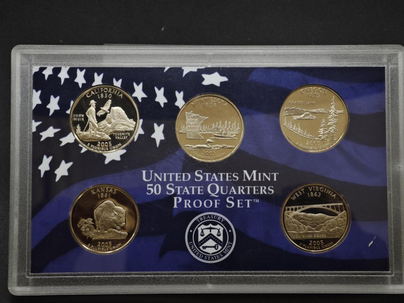 【淘币小摊】实时拍第八百三十拍   银币套币场   满百包邮可预留二周 每周一统一发货   美国2005年精制州币5枚套