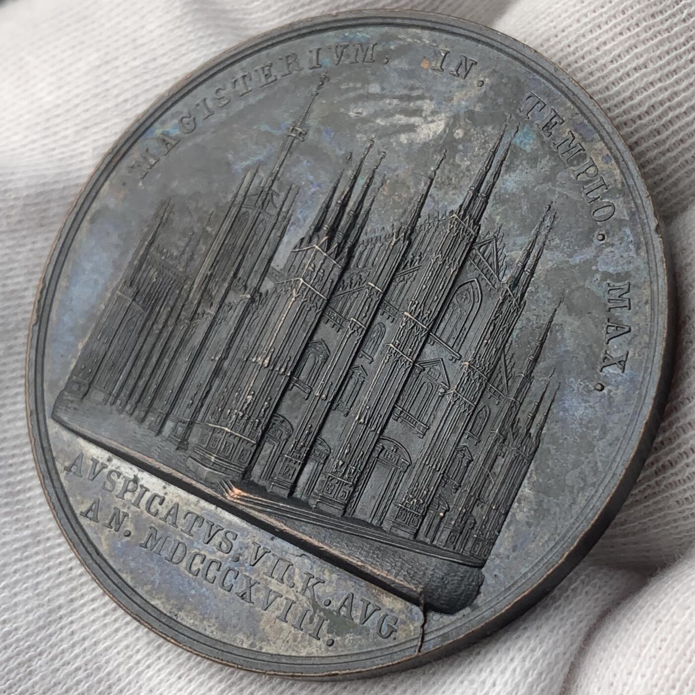 掌中浮雕-藏着的欧洲第046场 1818年意大利米兰大教堂纪念铜章，44mm