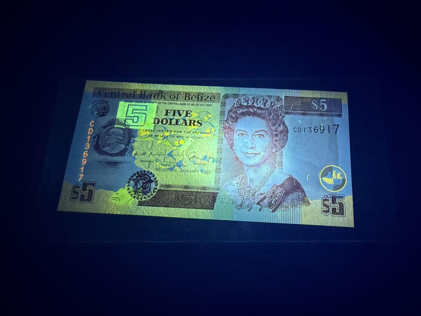【炜奕收藏】，第五十三期 2002年伯利兹5元，UNC品相，早期年份版