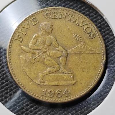 KK钱币收藏小铺 第380期  2月预留时间 周末发货 -  1964菲律宾5分铜币