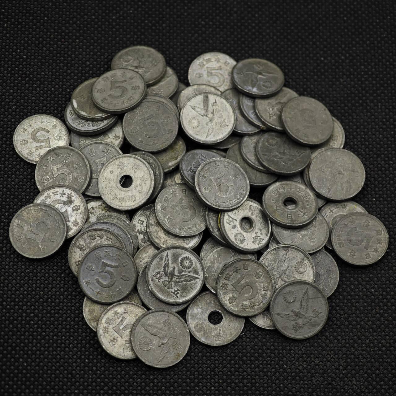 【淘币小摊】实时拍第八百三十一拍   散币场   满百包邮可预留二周 每周一统一发货     日本五钱锡比73枚