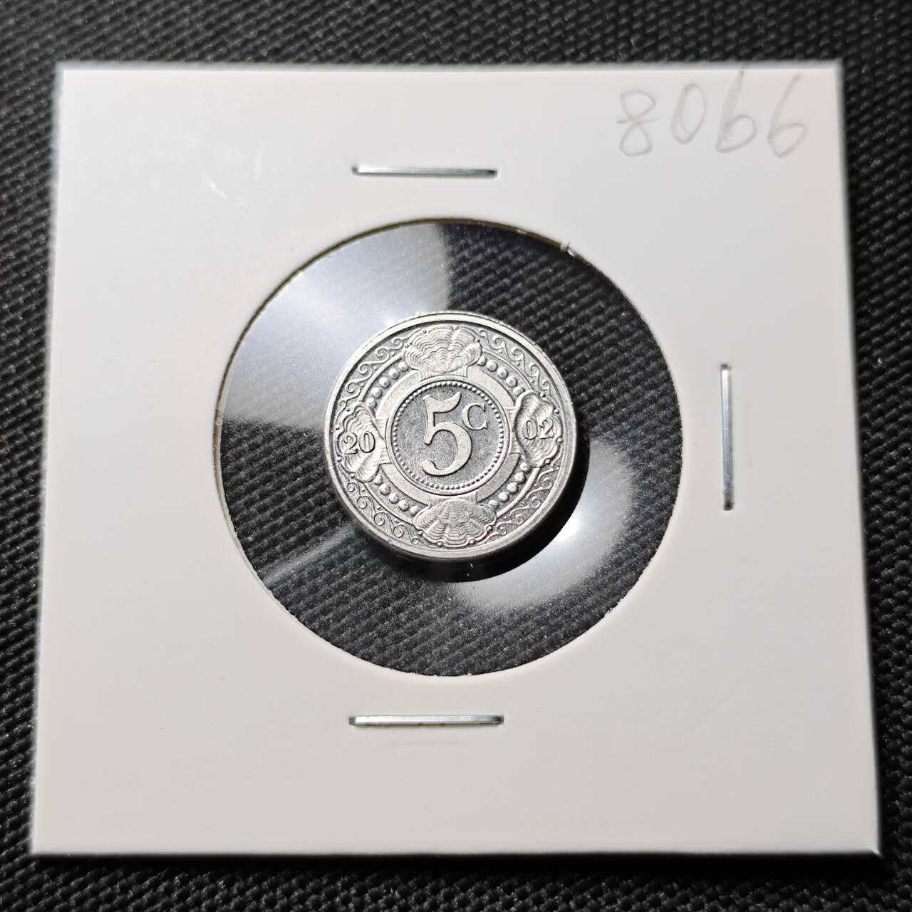 KK钱币收藏小铺 第380期  2月预留时间 周末发货   2002荷属安地列斯5分