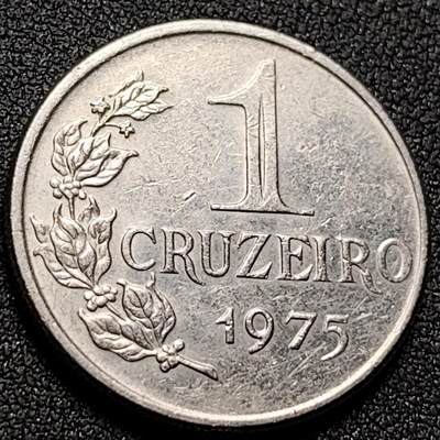 泉币菌-第147场-精品福利场 - 少见早期大镍币 巴西1975年1克鲁塞罗 自由女神 镍币  29mm