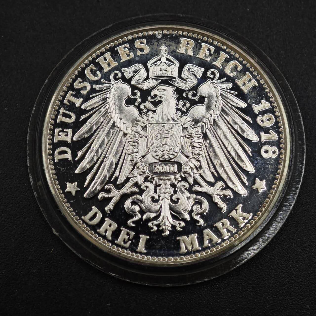 【淘币小摊】实时拍第八百三十拍   银币套币场   满百包邮可预留二周 每周一统一发货   德国2001年后铸巴登3马克银币精制银章重15克银价210