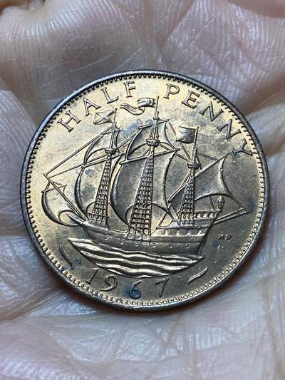 2025年第一百三十七场(总第一百六十三场）外国好品散币场(免佣金) - 英国🇬🇧1967年半便士(伊丽莎白二世青年桂冠第二版，普制币关门年)