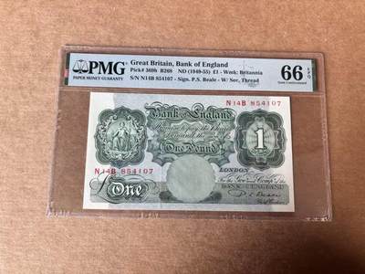 【Blue Auction】世界纸币精拍第763期——18级TOP拍卖/信誉/品质/专业/高效💫 - 英国 A序列 1949-55年1镑 PMG66EPQ 