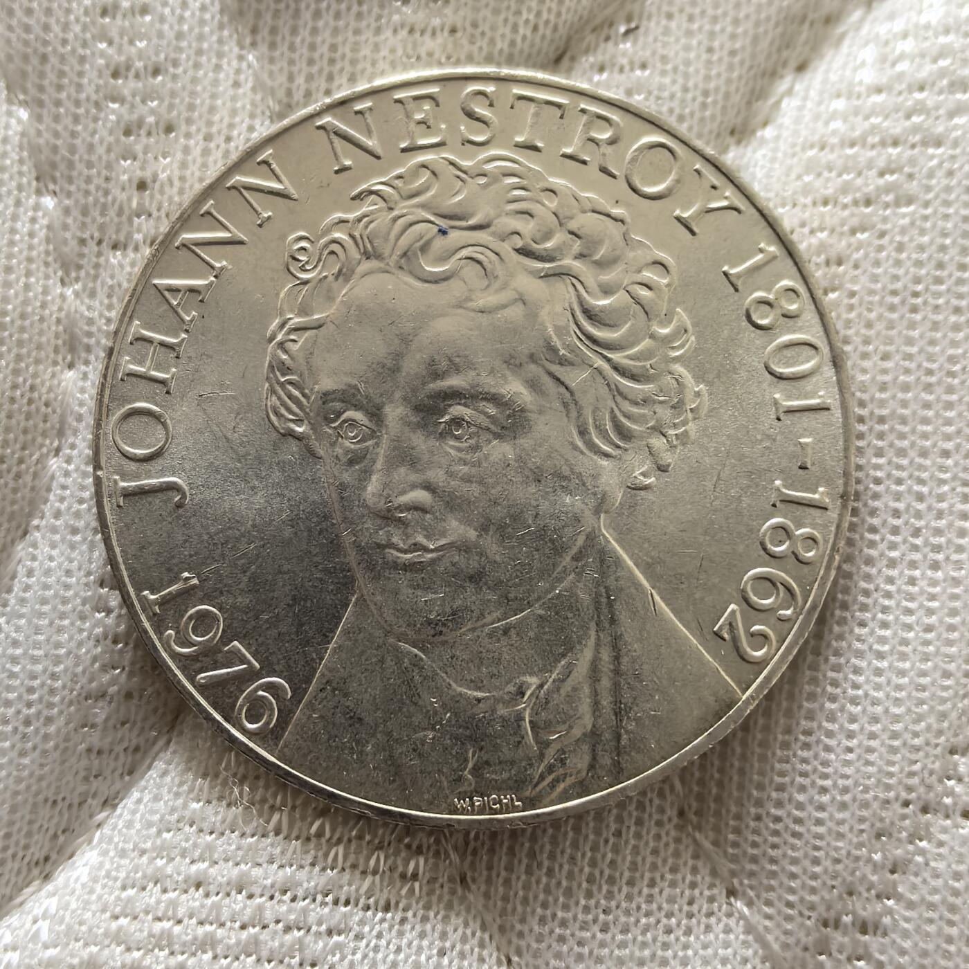 道一币馆币章第一百五十九场 奥地利1976年约翰内斯特洛伊诞辰175周年100先令纪念银币 24g 640s