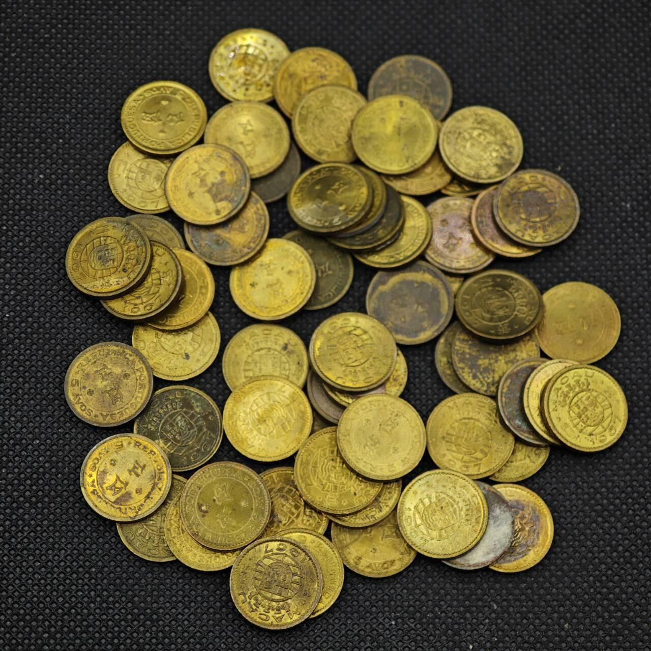 【淘币小摊】实时拍第八百三十一拍   散币场   满百包邮可预留二周 每周一统一发货    澳门五仙61枚