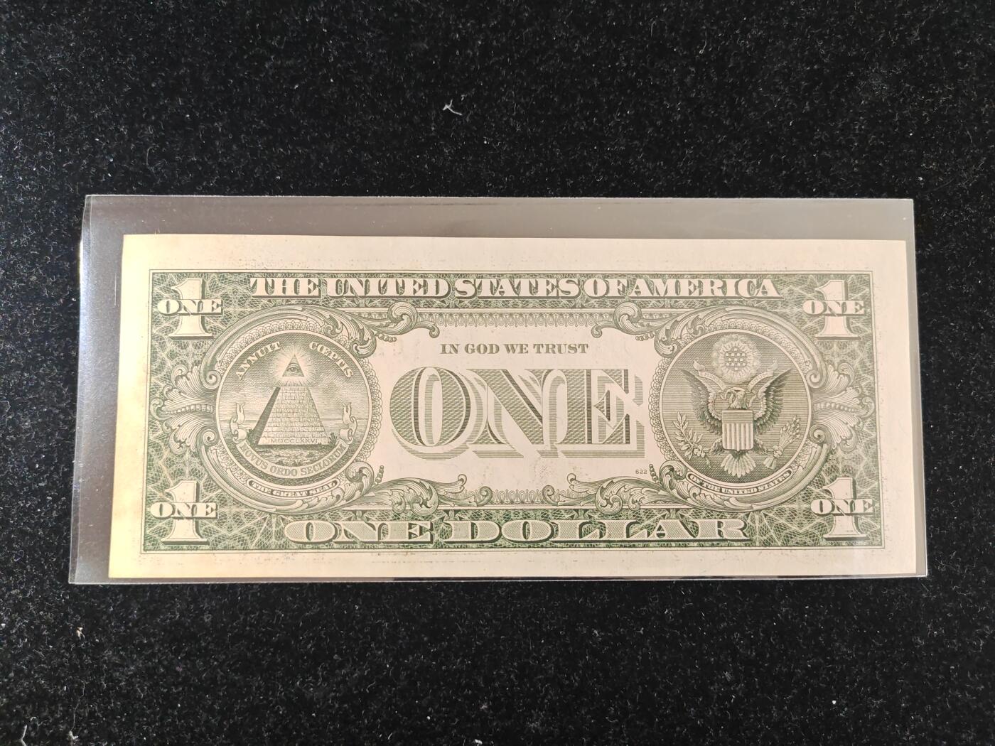 美国纸币 1995年 1美元 C区 全新无折 背面左下发黄