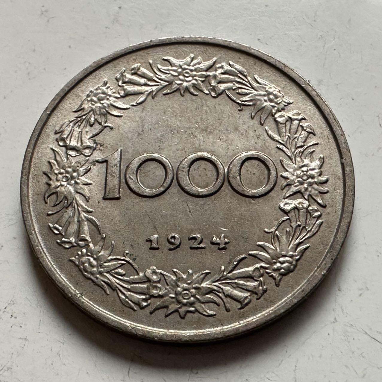 🌹外币初藏🌹🐯2025年第141场  每周二四六晚8️⃣点 接代拍 奥地利1924年1000克朗 a