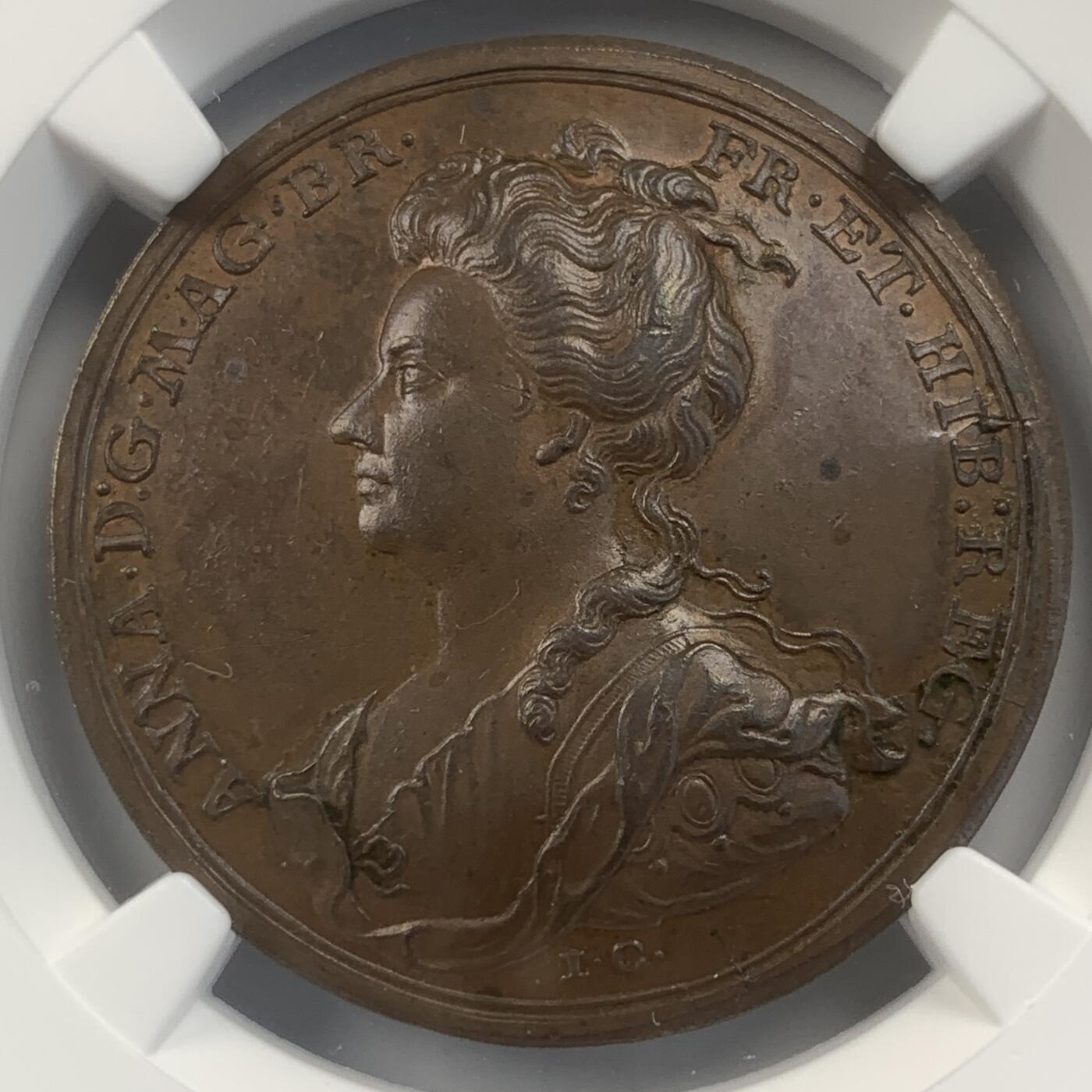 掌中浮雕-藏着的欧洲第046场 NGC MS63 ：1707年英格兰与苏格兰建立联合王国纪念铜章，35mm