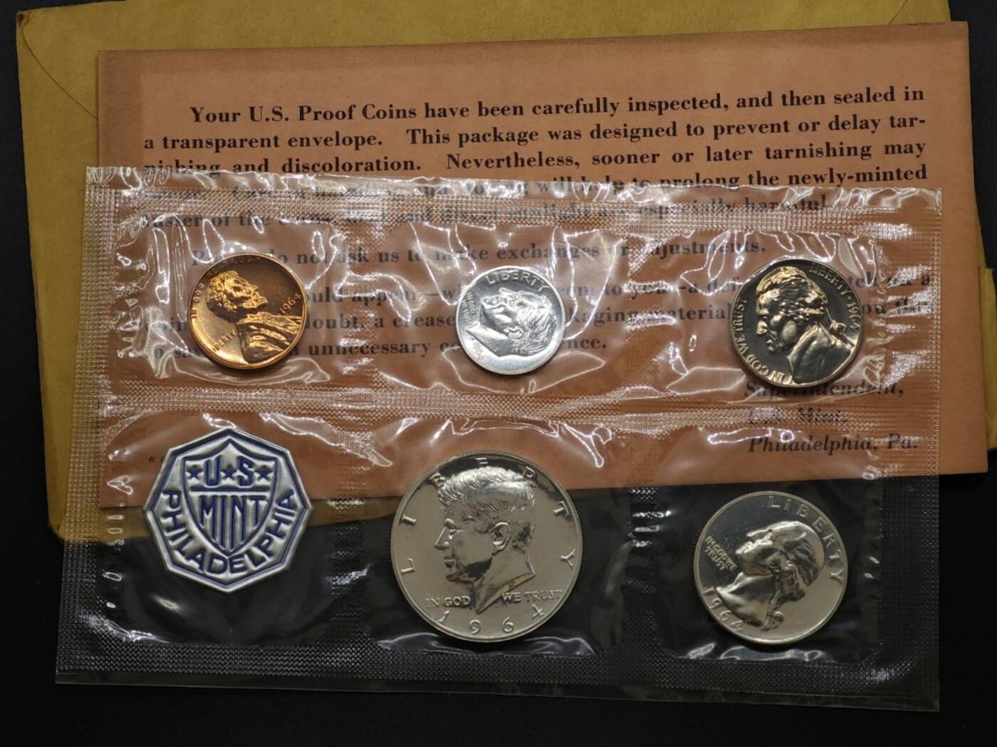 【淘币小摊】实时拍第八百三十拍   银币套币场   满百包邮可预留二周 每周一统一发货   美国1964年肯尼迪精制套币含3枚银币