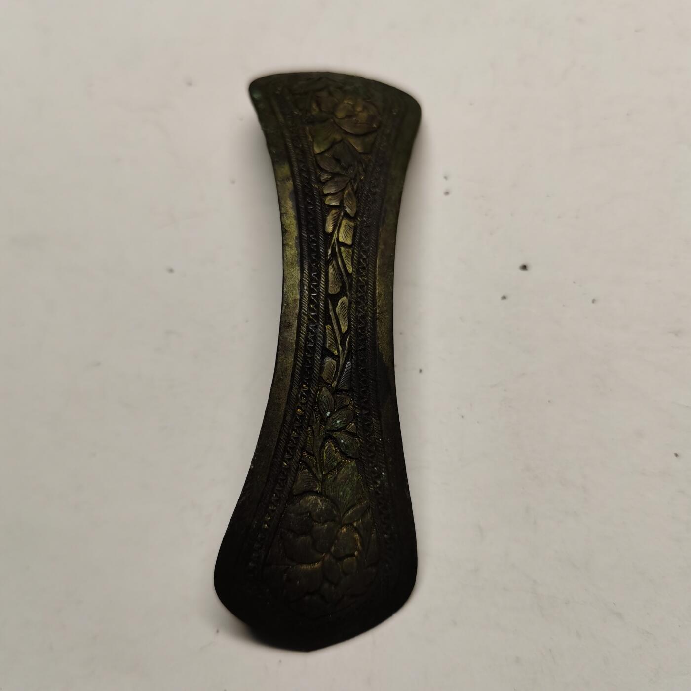 杂件专场89期 清代鎏金花纹发簪，带钢印款